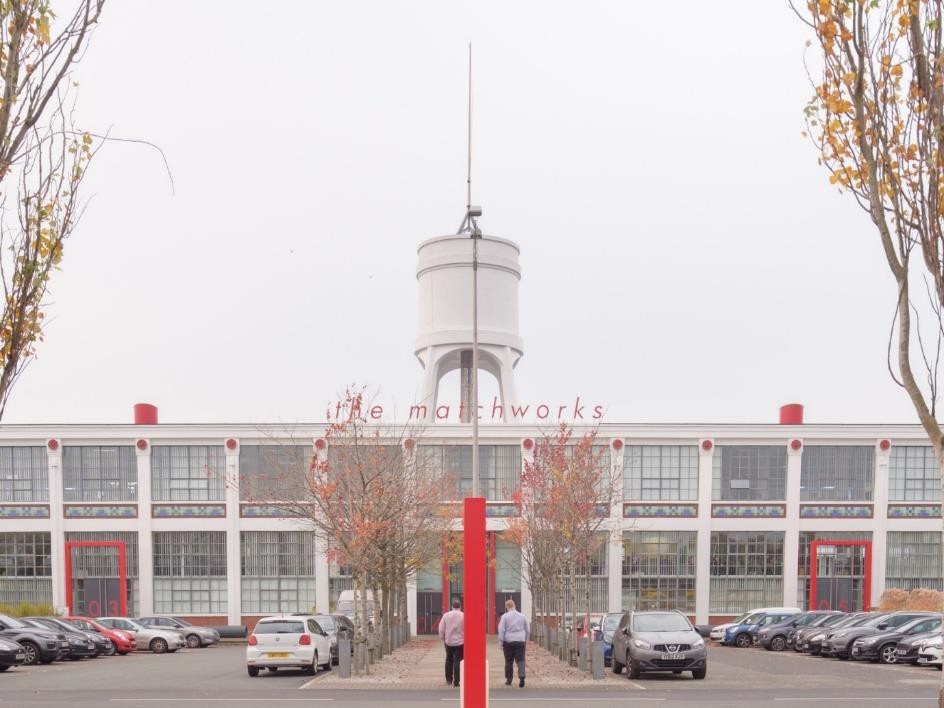 The front of matchworks from Speke Road